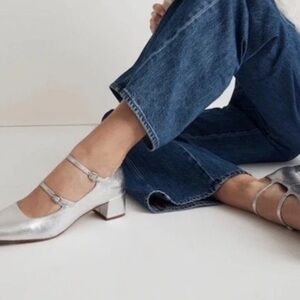 Madewell Metallic Silver Mary Jane Heels